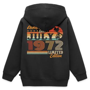 Juli 1972 Juli Geburtstagsgeschenk Juli 1972 - Kinder Premium Organic Zip Hoodie - Schwarz - Hinten - AI Model Kid Male (0cm)