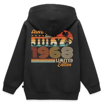 Juli 1968 Juli Geburtstagsgeschenk Juli 1968 - Kinder Premium Organic Zip Hoodie - Schwarz - Hinten - AI Model Kid Male (0cm)