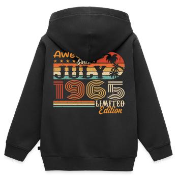 Juli 1965 Juli Geburtstagsgeschenk Juli 1965 - Kinder Premium Organic Zip Hoodie - Schwarz - Hinten - AI Model Kid Male (0cm)