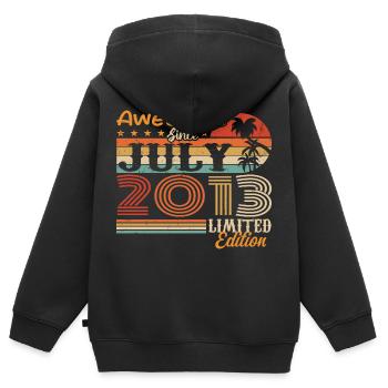 Juli 2013 Juli Geburtstagsgeschenk Juli 2013 - Kinder Premium Organic Zip Hoodie - Schwarz - Hinten - AI Model Kid Male (0cm)