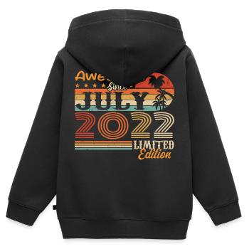 Juli 2022 Juli Geburtstagsgeschenk Juli 2022 - Kinder Premium Organic Zip Hoodie - Schwarz - Hinten - AI Model Kid Male (0cm)