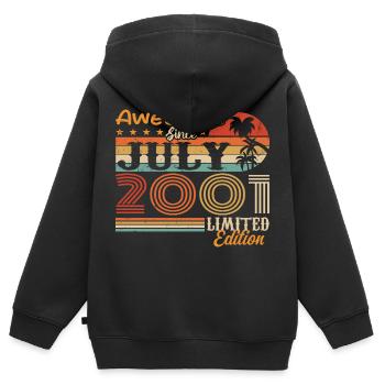 Juli 2001 Juli Geburtstagsgeschenk Juli 2001 - Kinder Premium Organic Zip Hoodie - Schwarz - Hinten - AI Model Kid Male (0cm)