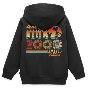Juli 2008 Juli Geburtstagsgeschenk Juli 2008 - Kinder Premium Organic Zip Hoodie - Schwarz - Hinten - AI Model Kid Male (0cm)