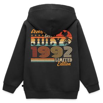 Juli 1992 Juli Geburtstagsgeschenk Juli 1992 - Kinder Premium Organic Zip Hoodie - Schwarz - Hinten - AI Model Kid Male (0cm)