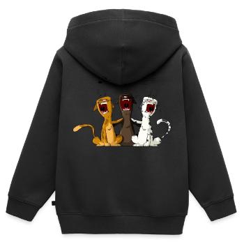 Singende Katzen - Kinder Premium Organic Zip Hoodie - Schwarz - Hinten - AI Model Kid Male (0cm)