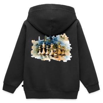 Öl auf Schachleinwand - Kinder Premium Organic Zip Hoodie - Schwarz - Hinten - AI Model Kid Male (0cm)