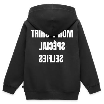 Mon t shirt spécial selfies - Sweat Premium à capuche zippé enfant bio - noir - Dos - AI Model Kid Male (0cm)