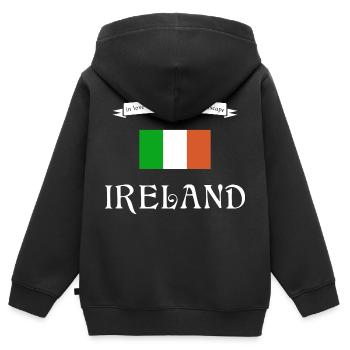 Irlande Irlande - Sweat Premium à capuche zippé enfant bio - noir - Dos - AI Model Kid Male (0cm)