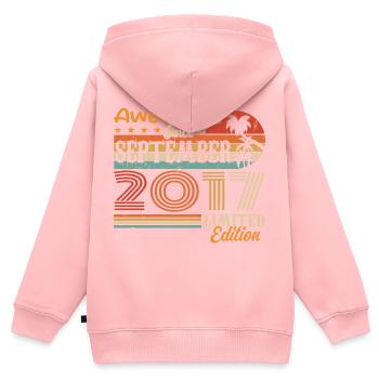 2017 September Vintage Geburtstagsgeschenk 2017 - Kinder Premium Organic Zip Hoodie - Rosa - Hinten - AI Model Kid Female (0cm)