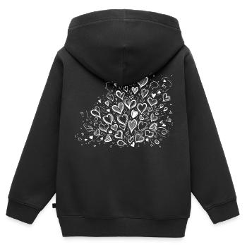 Bouquet d’idole de cœur - Sweat Premium à capuche zippé enfant bio - noir - Dos - AI Model Kid Male (0cm)