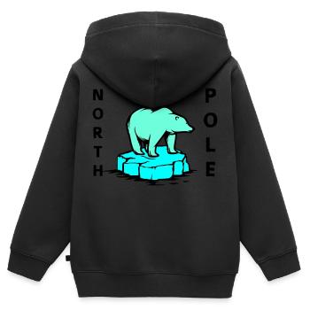 Ours polaire Pôle Nord - Sweat Premium à capuche zippé enfant bio - noir - Dos - AI Model Kid Male (0cm)