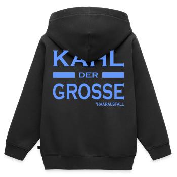Kahl der Grosse - Haare-Glatze-lustige Sprüche V2 - Kinder Premium Organic Zip Hoodie - Schwarz - Hinten - AI Model Kid Male (0cm)