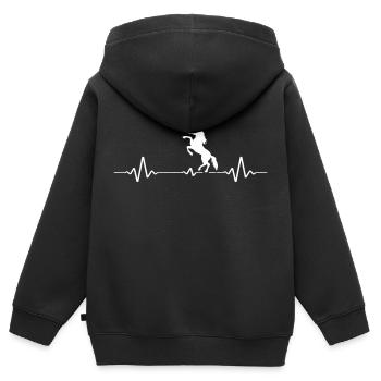 Pferd reiten Pferdeliebe Pferdestall Reitstunde - Kinder Premium Organic Zip Hoodie - Schwarz - Hinten - AI Model Kid Male (0cm)