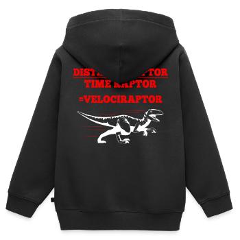 Distance Raptor Temps Raptor Vélociraptor Dino Phys - Sweat Premium à capuche zippé enfant bio - noir - Dos - AI Model Kid Male (0cm)