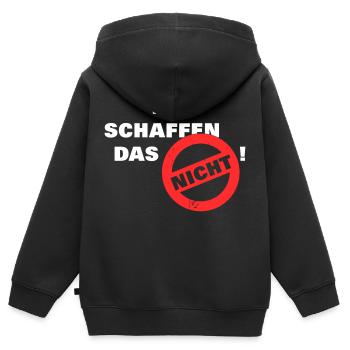 Wir schaffen das nicht - weiß - Kinder Premium Organic Zip Hoodie - Schwarz - Hinten - AI Model Kid Male (0cm)