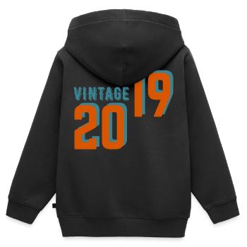 Vintage Retro 2019 - Kids Premium Organic Zip-up Hoodie - black - Back - AI Model Kid Male (0cm)