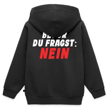 Klarer Durchblick - Kinder Premium Organic Zip Hoodie - Schwarz - Hinten - AI Model Kid Male (0cm)