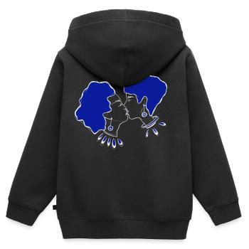 blau - Kinder Premium Organic Zip Hoodie - Schwarz - Hinten - AI Model Kid Male (0cm)