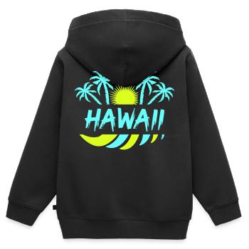 Hawaï - Sweat Premium à capuche zippé enfant bio - noir - Dos - AI Model Kid Male (0cm)