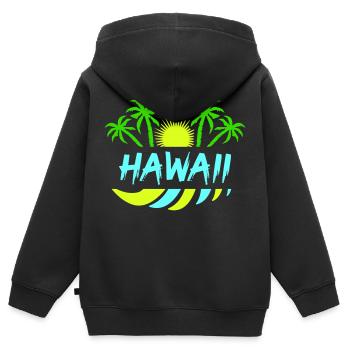 Hawaï - Sweat Premium à capuche zippé enfant bio - noir - Dos - AI Model Kid Male (0cm)