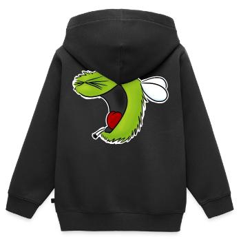 Hahahahaha bourdon - Sweat Premium à capuche zippé enfant bio - noir - Dos - AI Model Kid Male (0cm)
