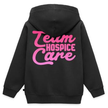 Équipe Soins palliatifs Soins palliatifs Soins palliatifs - Sweat Premium à capuche zippé enfant bio - noir - Dos - AI Model Kid Male (0cm)