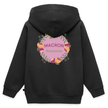 Macron tritt zurück - Kinder Premium Organic Zip Hoodie - Schwarz - Hinten - AI Model Kid Male (0cm)