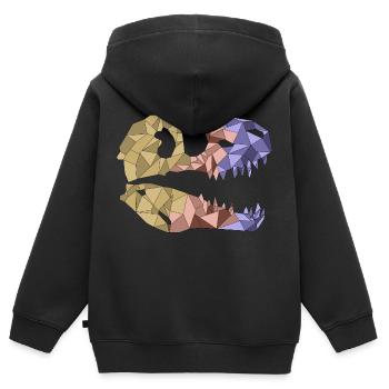 T REX SKULL géométrique coloré - Sweat Premium à capuche zippé enfant bio - noir - Dos - AI Model Kid Male (0cm)