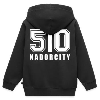 Nador kennzeichen ا 50 - Kinder Premium Organic Zip Hoodie - Schwarz - Hinten - AI Model Kid Male (0cm)