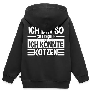 Je suis de si bonne humeur que je pourrais vomir - Sweat Premium à capuche zippé enfant bio - noir - Dos - AI Model Kid Male (0cm)