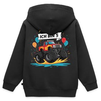 Monster Truck - Ich bin 5 - Einzigartiges Geschenk - Kinder Premium Organic Zip Hoodie - Schwarz - Hinten - AI Model Kid Male (0cm)
