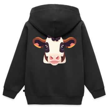 Kuh Kopf Milchkuh - Kinder Premium Organic Zip Hoodie - Schwarz - Hinten - AI Model Kid Male (0cm)