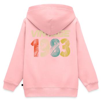 Vintage 1983 Retro - Bestseller - Kinder Premium Organic Zip Hoodie - Rosa - Hinten - AI Model Kid Female (0cm)