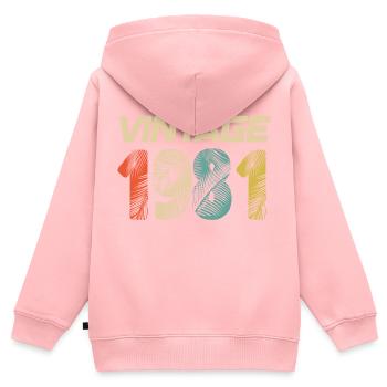 Vintage 1981 Retro - Bestseller - Kinder Premium Organic Zip Hoodie - Rosa - Hinten - AI Model Kid Female (0cm)