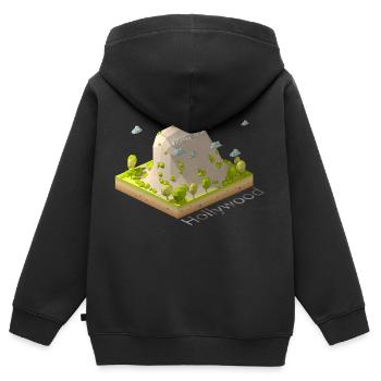Geometrisches Low-Poly-Hollywood-Zeichen - Kinder Premium Organic Zip Hoodie - Schwarz - Hinten - AI Model Kid Male (0cm)
