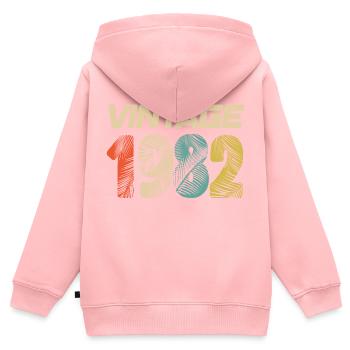 Vintage 1982 Retro - Bestseller - Kinder Premium Organic Zip Hoodie - Rosa - Hinten - AI Model Kid Female (0cm)