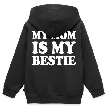 my mom is my bestie - Sweat Premium à capuche zippé enfant bio - noir - Dos - AI Model Kid Male (0cm)