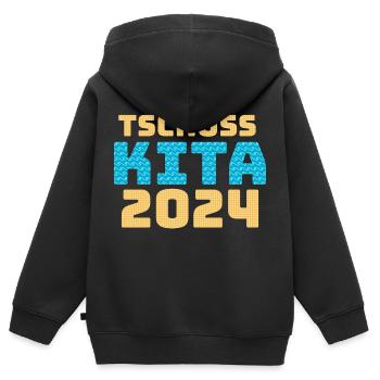 Tschüss Kita 2024 - Kinder Premium Organic Zip Hoodie - Schwarz - Hinten - AI Model Kid Male (0cm)