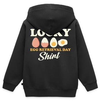 Motifs du jour de récupération des ovules chanceux - Sweat Premium à capuche zippé enfant bio - noir - Dos - AI Model Kid Male (0cm)