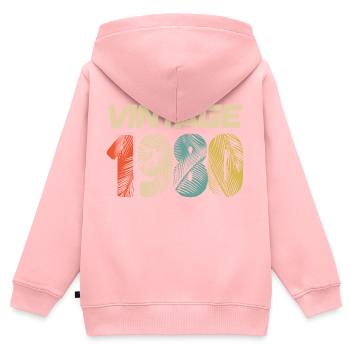 Vintage 1980er Retro - Bestseller - Kinder Premium Organic Zip Hoodie - Rosa - Hinten - AI Model Kid Female (0cm)