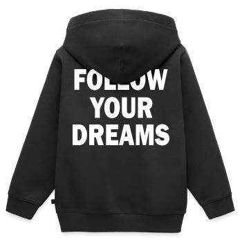 follow your dreams - Sweat Premium à capuche zippé enfant bio - noir - Dos - AI Model Kid Male (0cm)