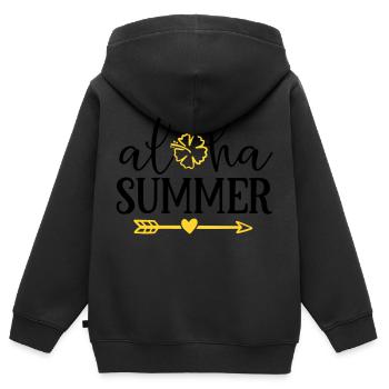 Aloha été - Sweat Premium à capuche zippé enfant bio - noir - Dos - AI Model Kid Male (0cm)