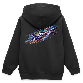 Avion de voltige - Sweat Premium à capuche zippé enfant bio - noir - Dos - AI Model Kid Male (0cm)