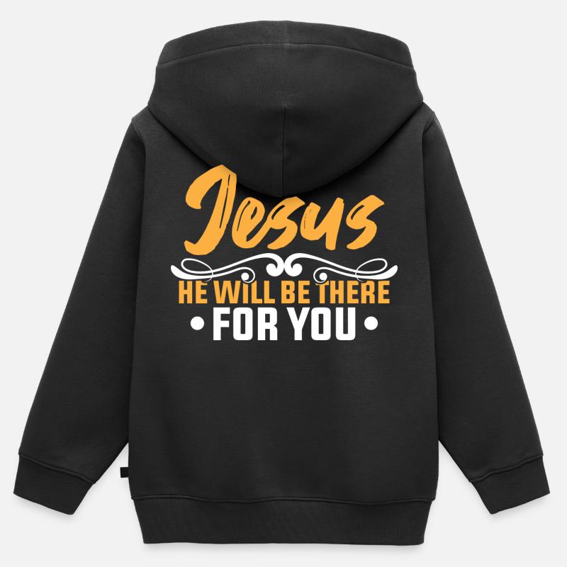 Jeesus Pyhä - Lasten Premium vetoketjullinen huppari luomu - musta