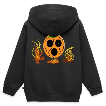 Kürbis - Kinder Premium Organic Zip Hoodie - Schwarz - Hinten - AI Model Kid Male (0cm)