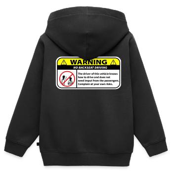 Informationen für Passagiere - Kinder Premium Organic Zip Hoodie - Schwarz - Hinten - AI Model Kid Male (0cm)