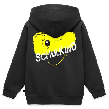 Schulkind 2025 Relaxed Fit Unisex Organic - Kinder Premium Organic Zip Hoodie - Schwarz - Hinten - AI Model Kid Male (0cm)