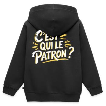 C'est qui le patron ? - Sweat Premium à capuche zippé enfant bio - noir - Dos - AI Model Kid Male (0cm)