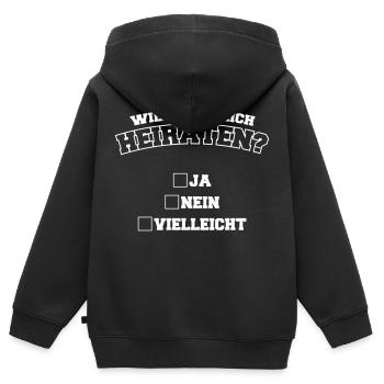 Will you marry me? Yes, no, maybe - Kids Premium Organic Zip-up Hoodie - black - Back - AI Model Kid Male (0cm)