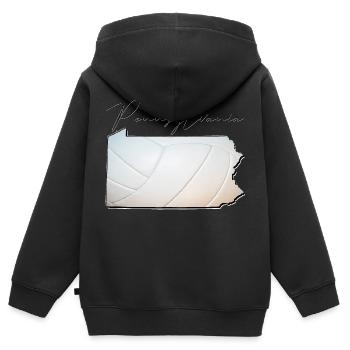 Volleyball in der Pennsylvania State Landkarte PA - Kinder Premium Organic Zip Hoodie - Schwarz - Hinten - AI Model Kid Male (0cm)